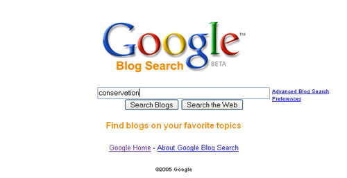 google blog search. As you can see, Google Blog