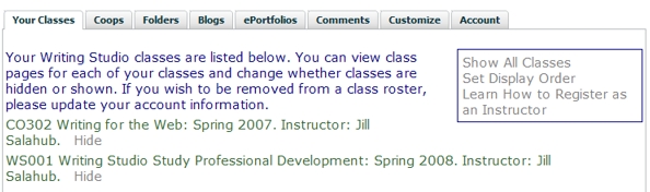 Your Classes Tab