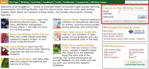 Log in to the Writing Studio Box