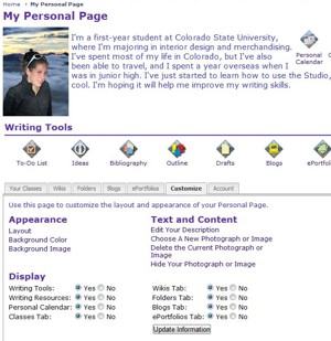 Customize Your Writing Page Tab