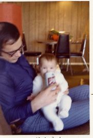 megan, drinking a Schlitz with my dad