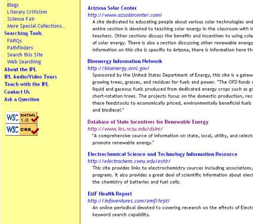 Screen shot of Internet Public Library Webpage